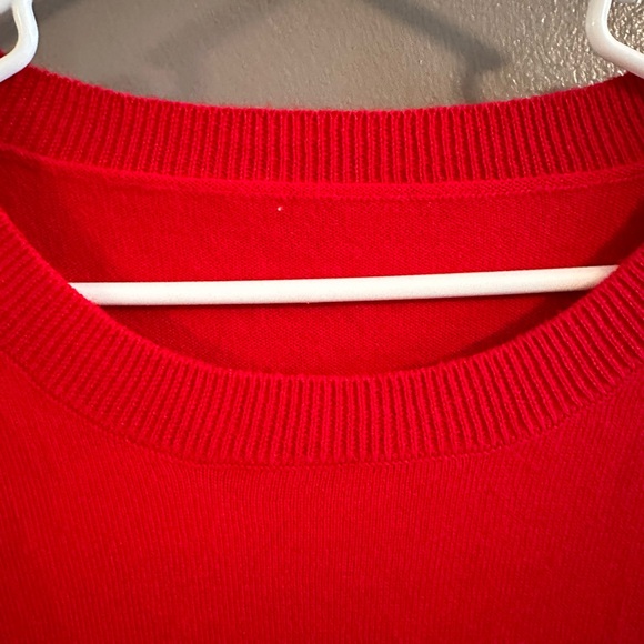 Red sweater dress - long sleeve swing dress with black detailing - Picture 2 of 4